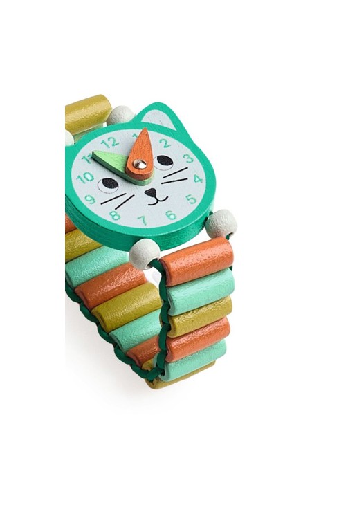 Bracelet montre en bois chat, Djeco 2