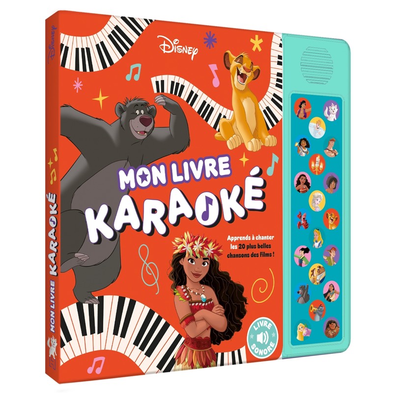 Disney Hachette - Disney, livre sonore, mon karaoké, entraine-toi à chanter les 20 plus belles chansons