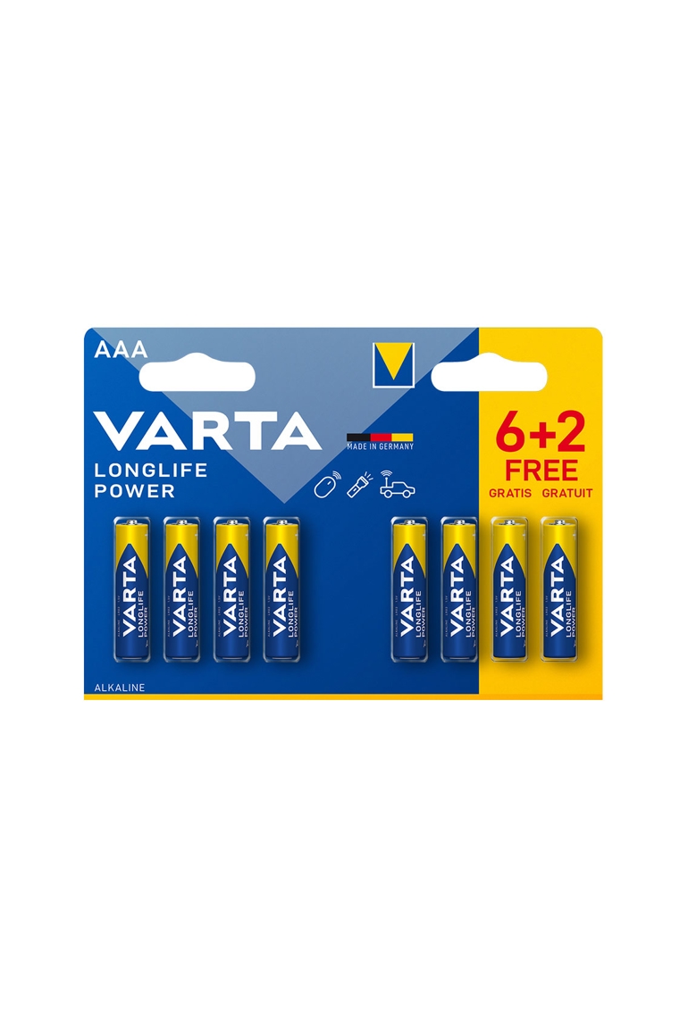 Blister 6 piles LR03/AAA + 2 gratuites LONGLIFE Power Varta 1