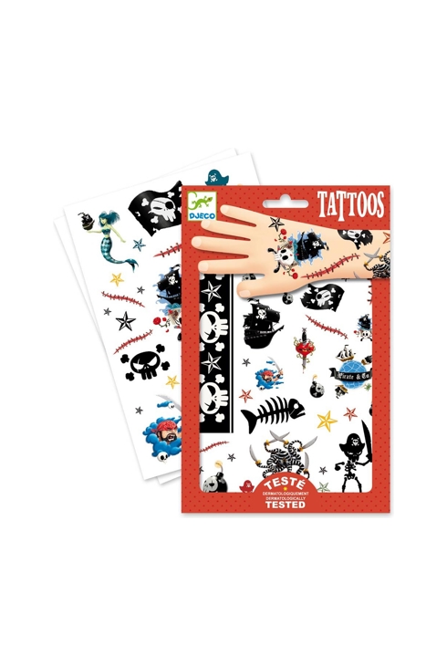 2 planches de tattoos pirates métallisés Djeco 1