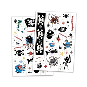 2 planches de tattoos pirates métallisés Djeco