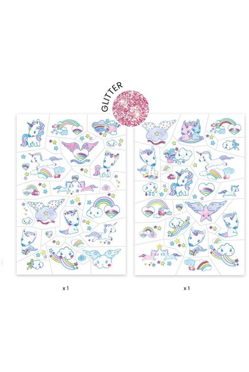 2 planches de tattoos licornes glitter Djeco 2