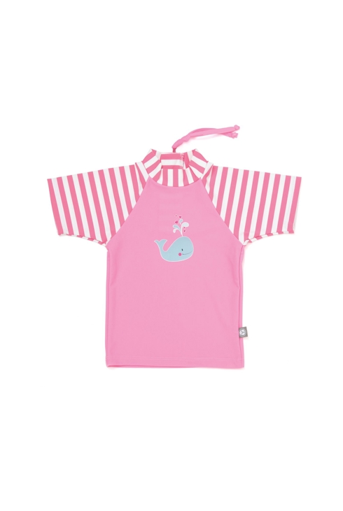 T-shirt anti-UV rayé rose 12 mois 1