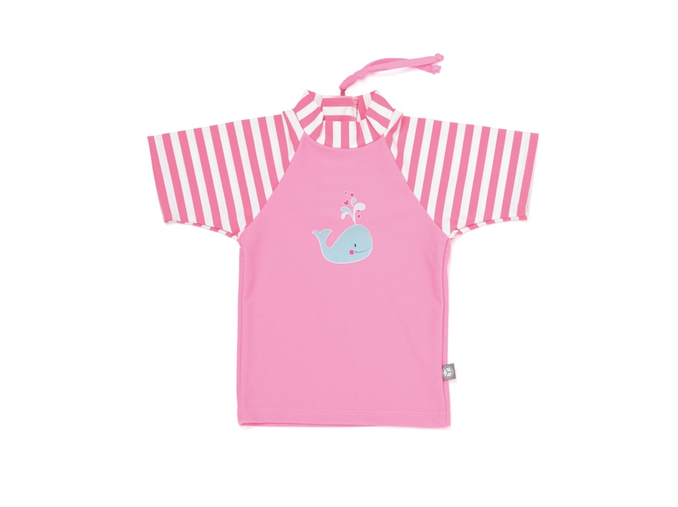 T-shirt anti-UV rayé rose 12 mois 1
