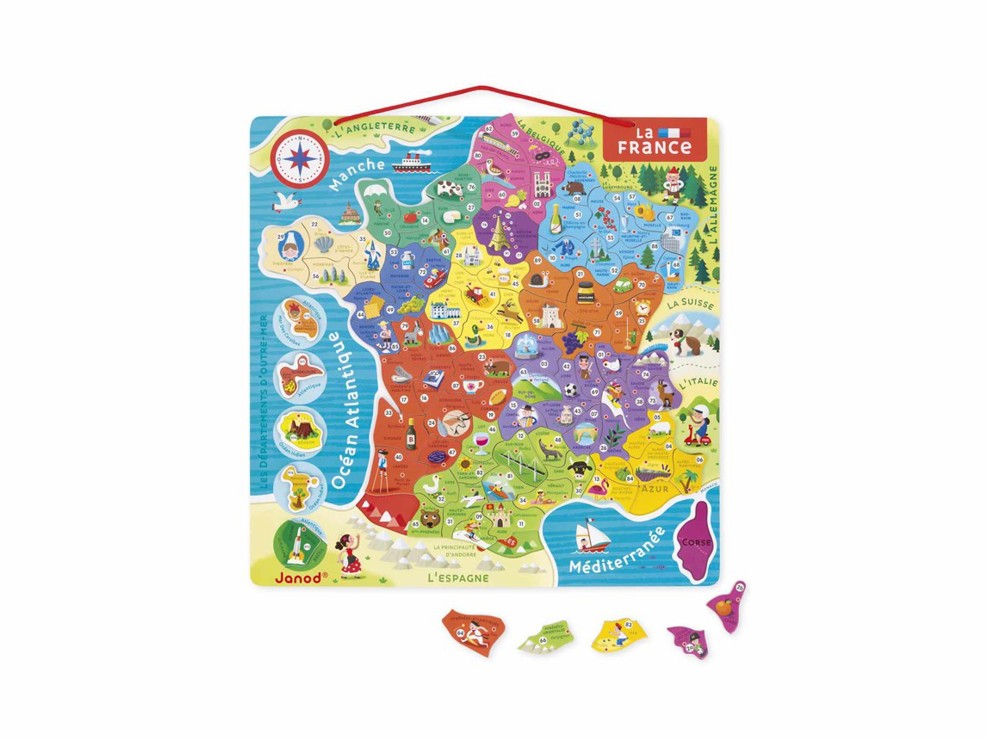 Puzzle  carte de France magnétique, Janod 1
