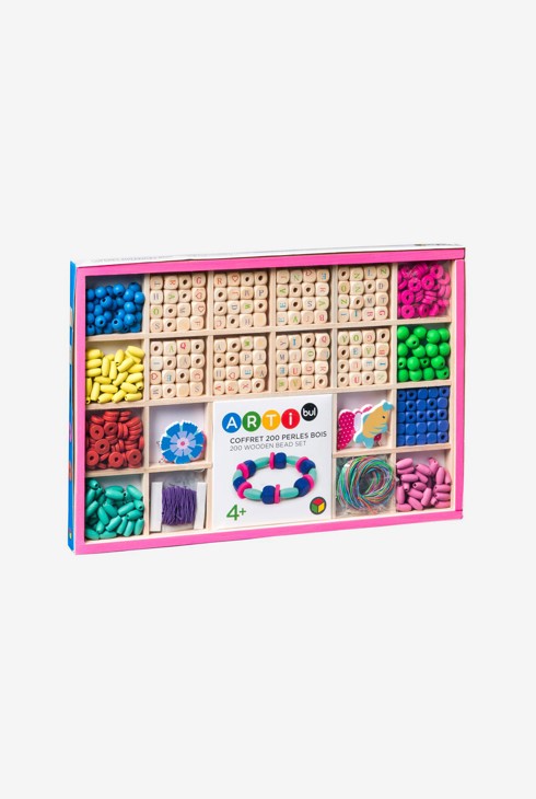 Coffret de 200 perles en bois et lettres Oxybul 1