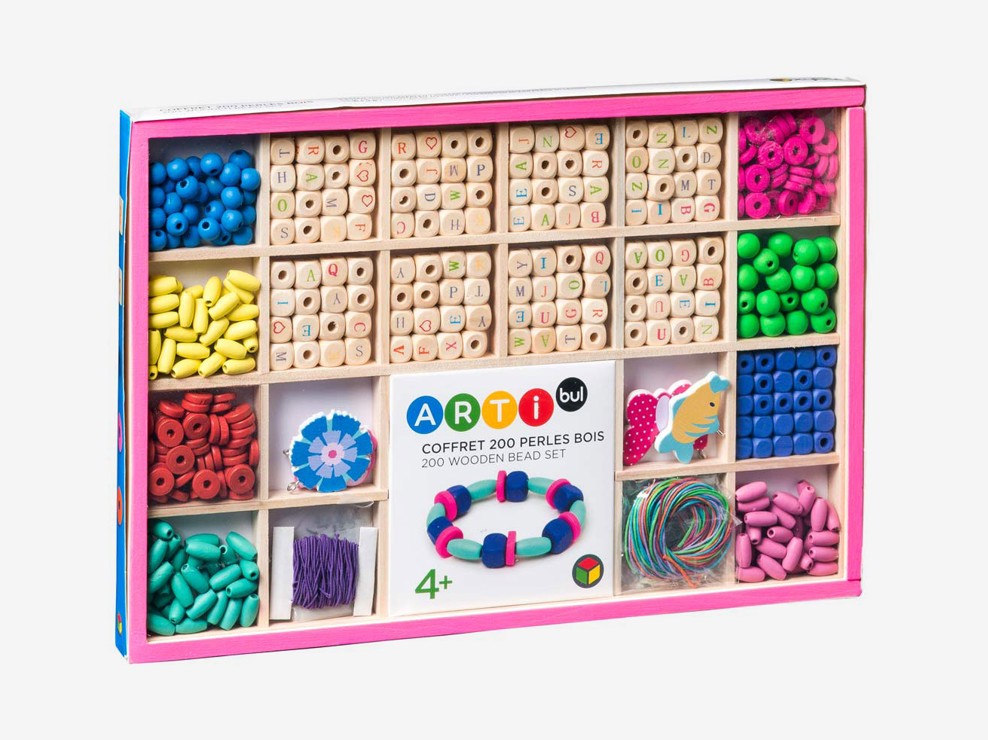 Coffret de 200 perles en bois et lettres Oxybul 1