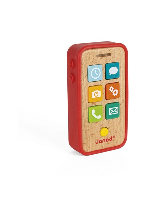 Téléphone sonore bois et silicone Janod 1