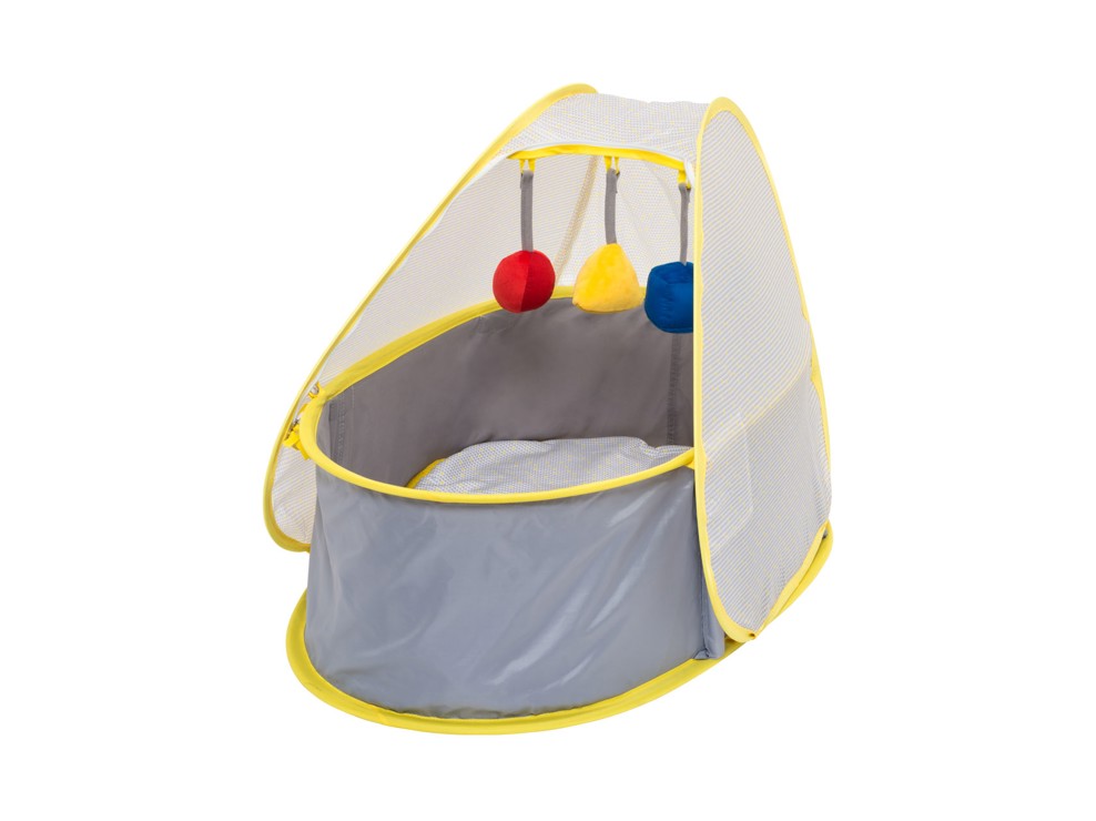 Berceau pop up Dodo Nomade gris et jaune Oxybul 1