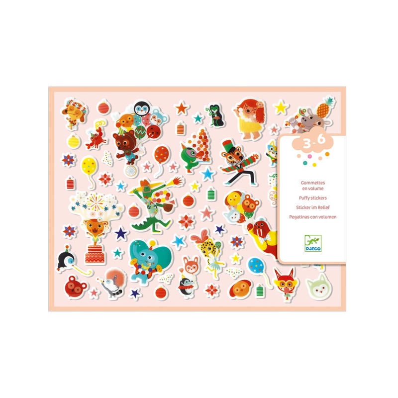 Djeco - Pochette 126 Gommettes en volume La fête