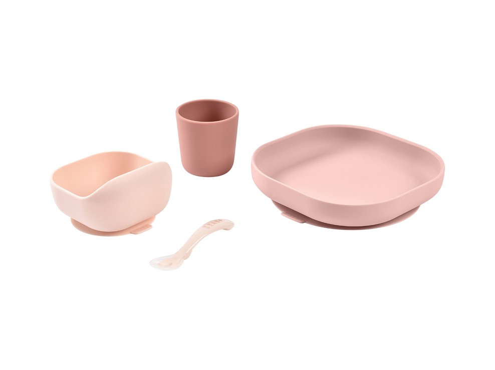 Coffret repas silicone 4 pièces rose Beaba 2