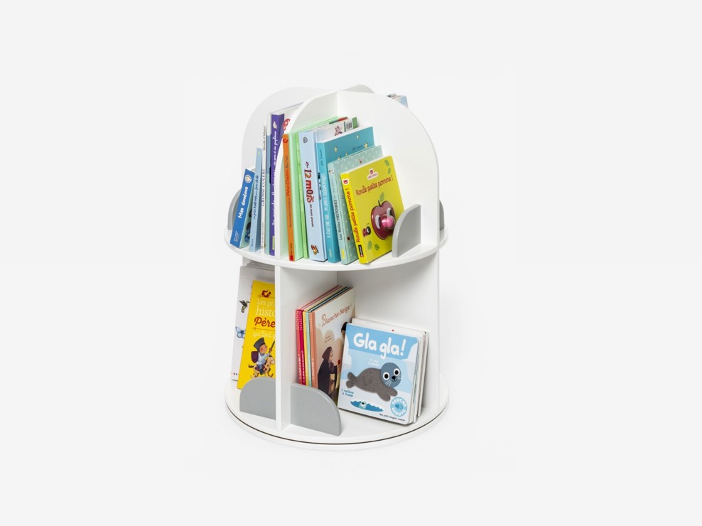 Bibliothèque pivotante blanc et gris Oxybul 1