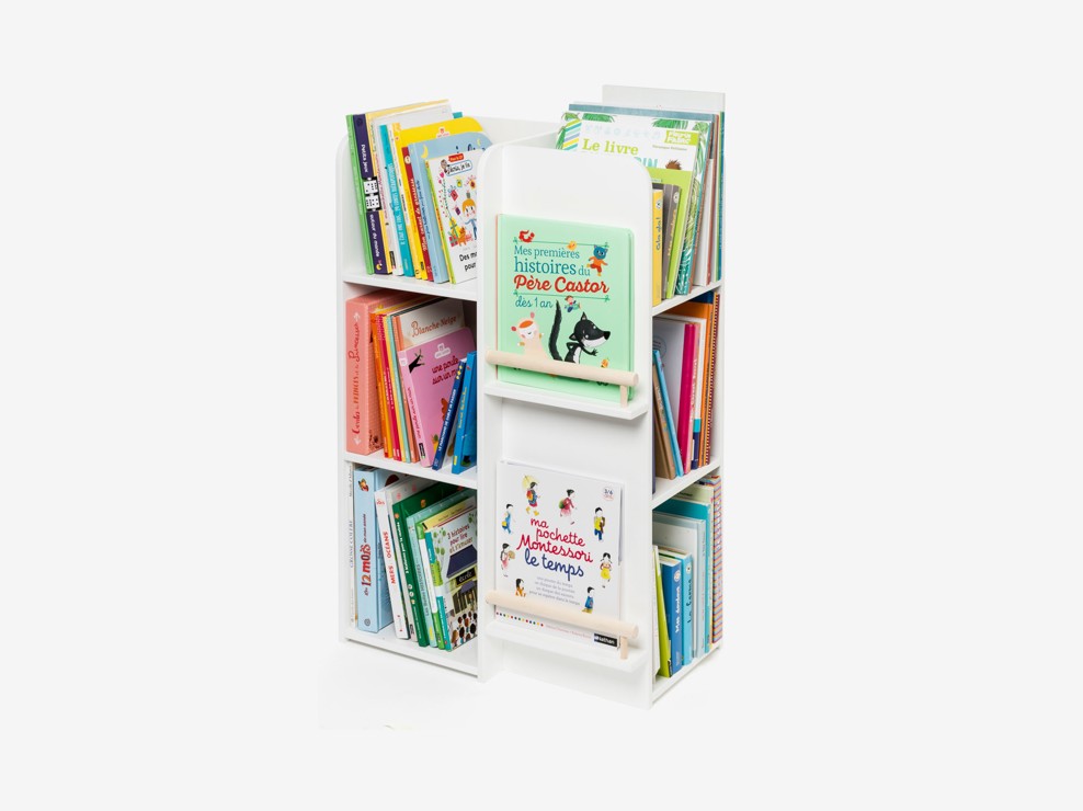 Bibliothèque multi-faces blanc et naturel Oxybul 1