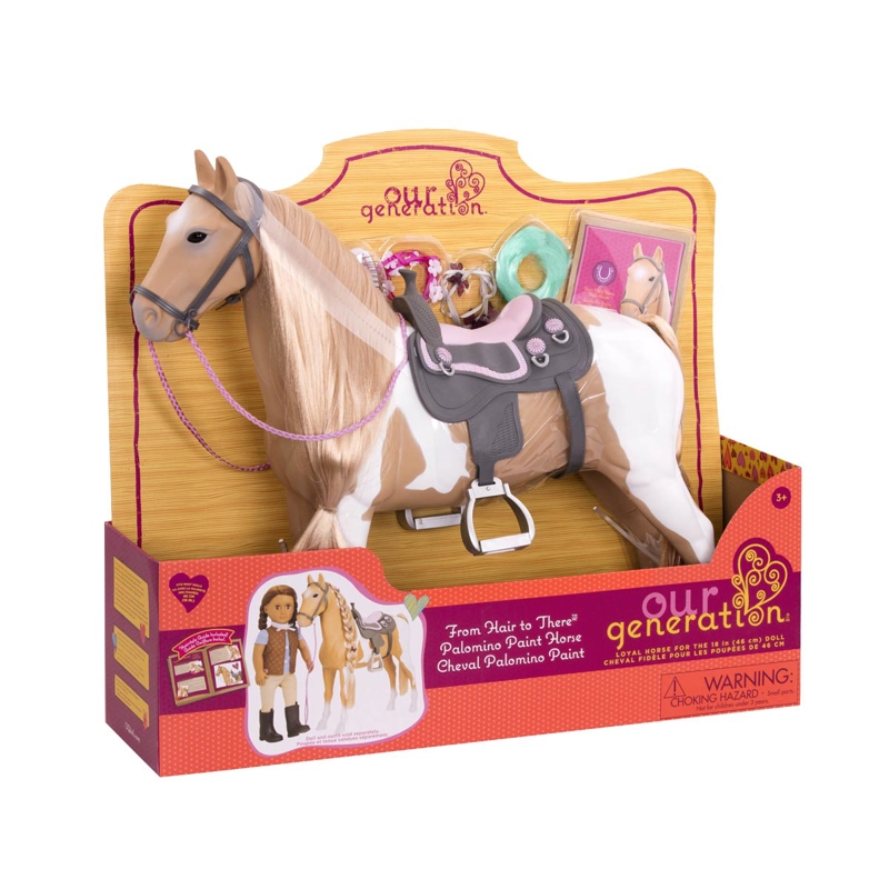 Cheval beige et blanc pour poupee Our Generation IDKIDS