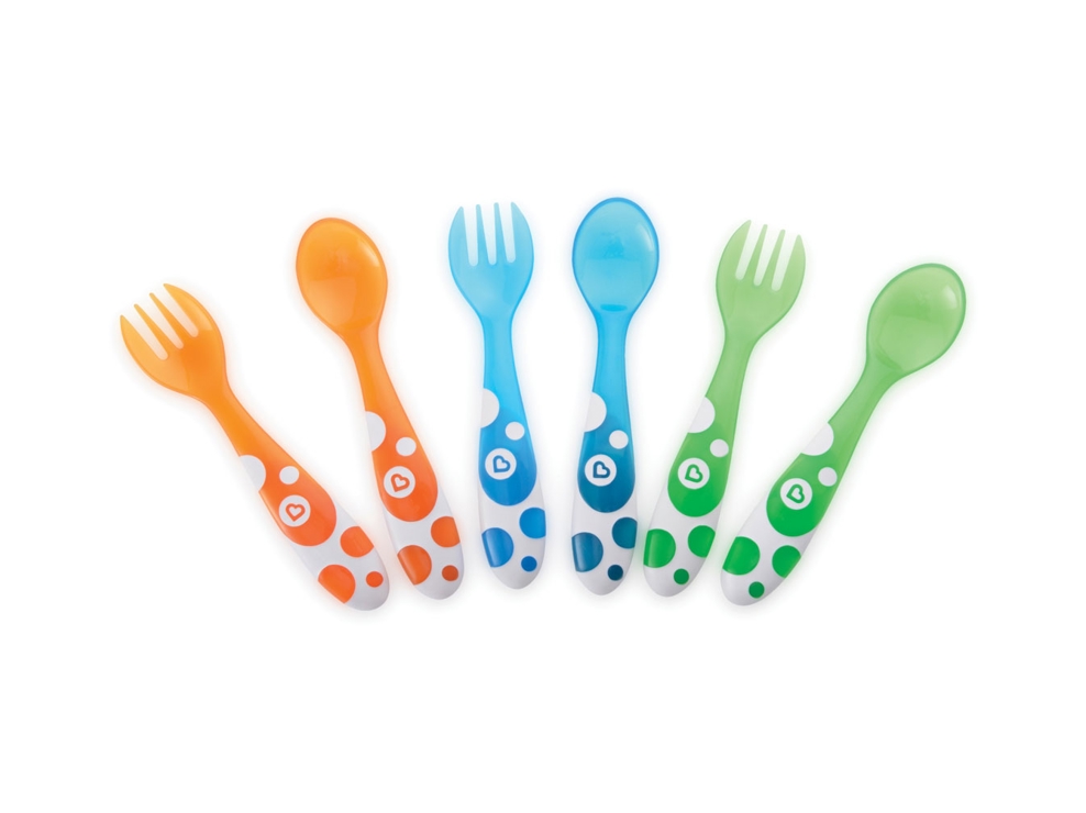 Lot de 6 cuillères et fourchettes plastiques 12m et + Munchkin 1