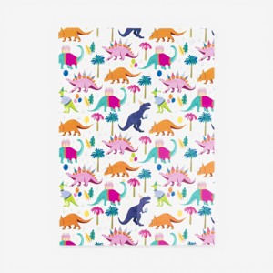 2 feuilles papier cadeau dinos Oxybul