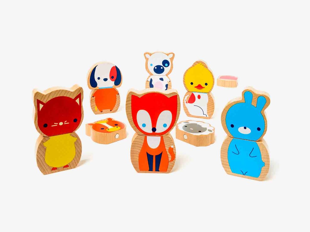 8 animaux magnétiques en bois Oxybul 1
