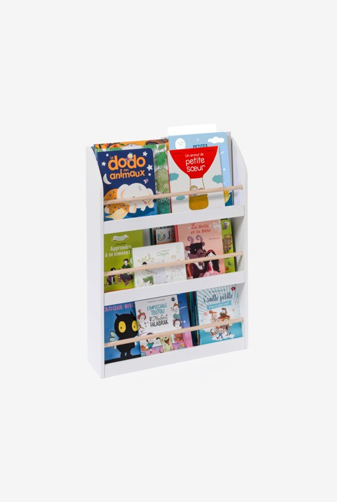 Petite bibliothèque murale blanche et naturelle Oxybul 1