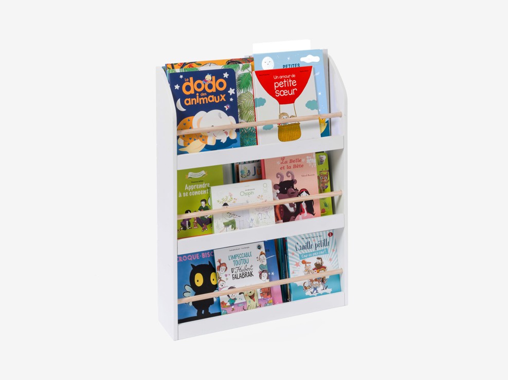 Petite bibliothèque murale blanche et naturelle Oxybul 1