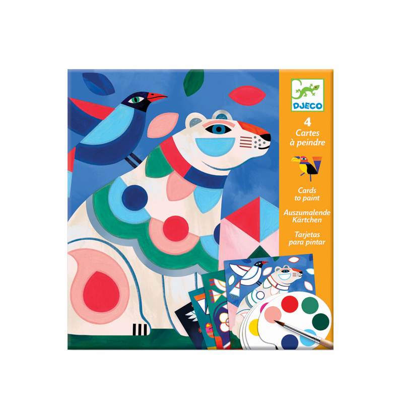 Djeco - Pochette 4 Cartes à peindre Le bestiaire