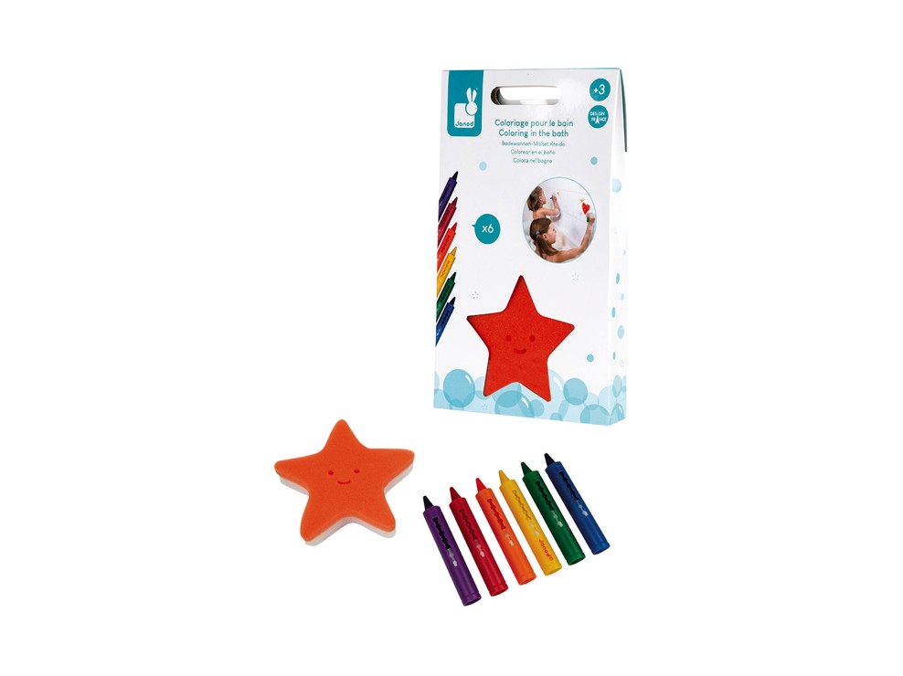 6 crayons de bain et éponge Janod 1