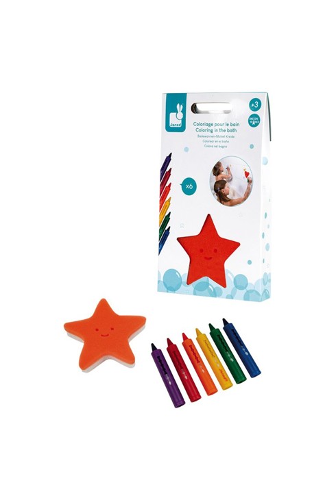 6 crayons de bain et éponge Janod 1