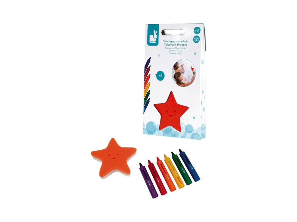 6 crayons de bain et éponge Janod 1