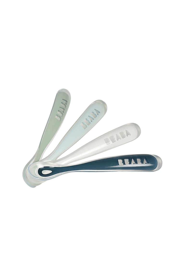 Lot de 4 cuillères en silicone 1er âge multi bleu Beaba 1