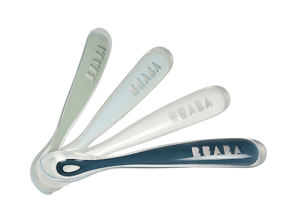 Lot de 4 cuillères en silicone 1er âge multi bleu Beaba 1