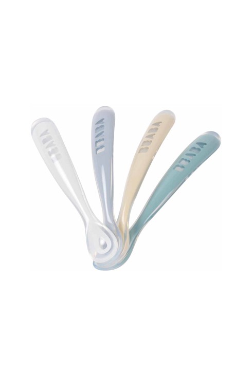 Lot de 4 cuillères en silicone 1er âge multi bleu Beaba 1