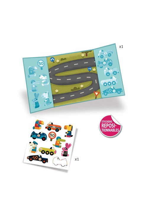 Pochette Stickers épais et repositionnables Les voitures Djeco 2